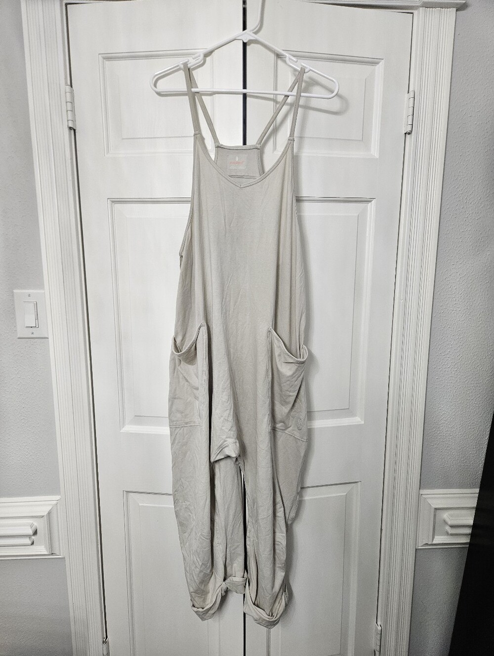 Free People Hot Shot Onesie Light Beige/oatmeal Size Small